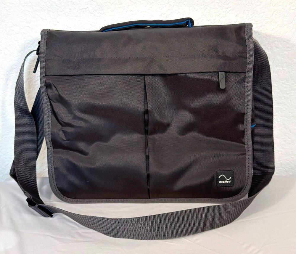 ResMed padded Travel Carry Bag Case Gray Shoulder Strap AirSense 10 AirCurve